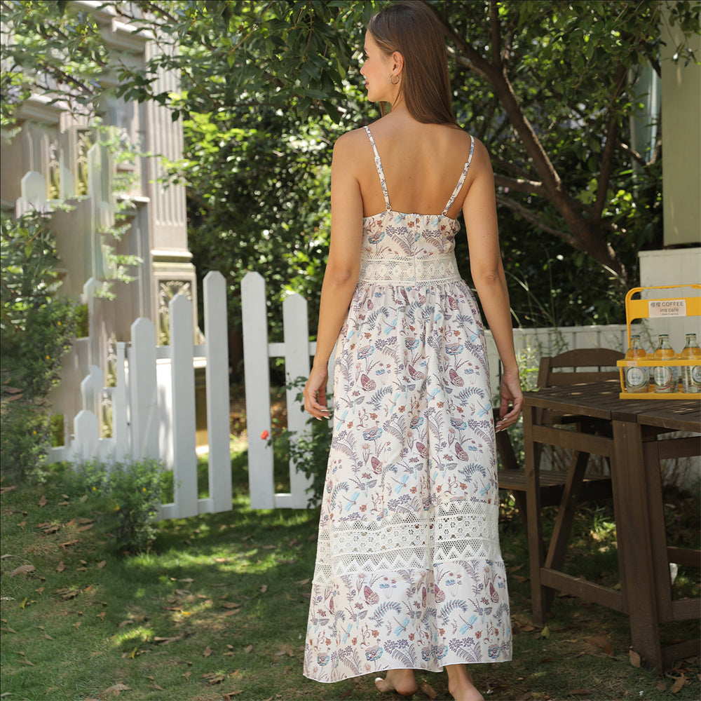 Women’s Sleeveless Suspender Floral Dress