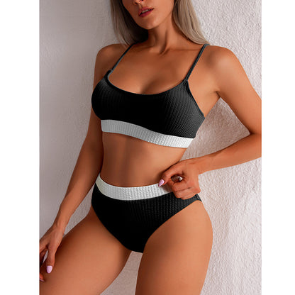 High Waist Bikini Set – Women Ribbed Push Up Swimsuit