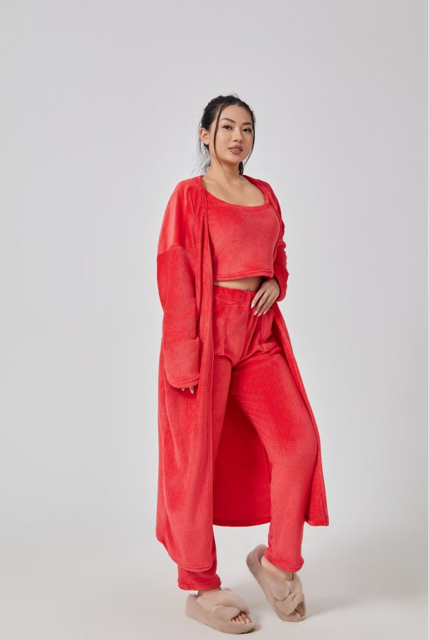 Women’s Cozy 3 Piece Pajama Set – Warm Lounge Wear Matching Set