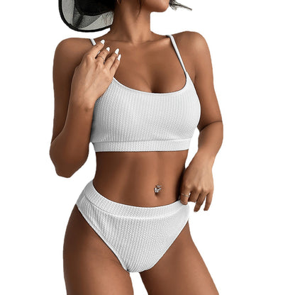 High Waist Bikini Set – Women Ribbed Push Up Swimsuit