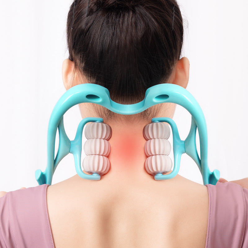Six Wheel Neck Massager Roller – Multifunctional Manual Massage Tool