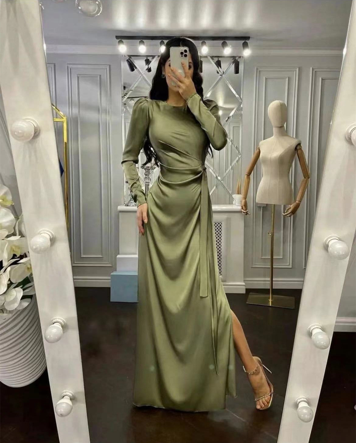 Waist Fitting Irregular Dress – Slim Elegant Party Dress