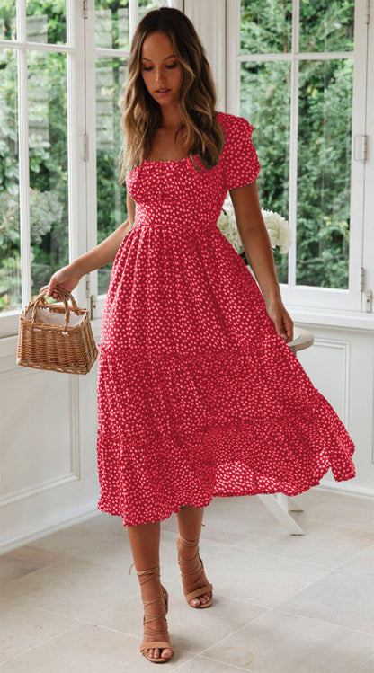 Women’s Square Collar Floral Maxi Dress