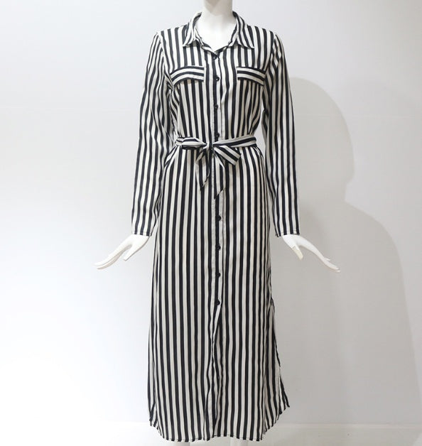 Women’s Stripe Chiffon Maxi Dress – Elegant Summer Long Dress