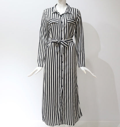 Women’s Stripe Chiffon Maxi Dress – Elegant Summer Long Dress