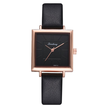 Square Women Bracelet Watch – Crystal Leather Quartz Wristwatch
