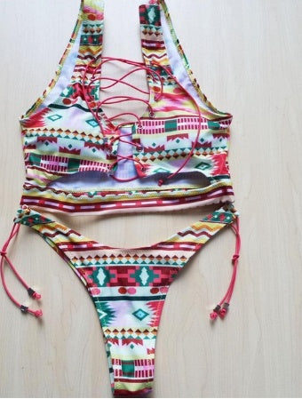 Women’s Pineapple Bikini | Lace-Up Thong Two-Piece Swimsuit