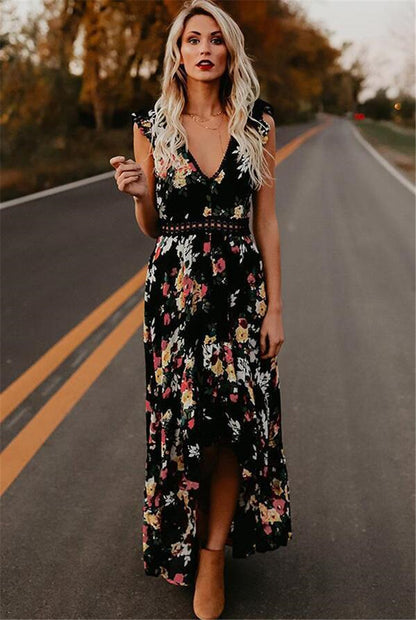 Sleeveless Printed Irregular Dress Women  Casual Summer Style