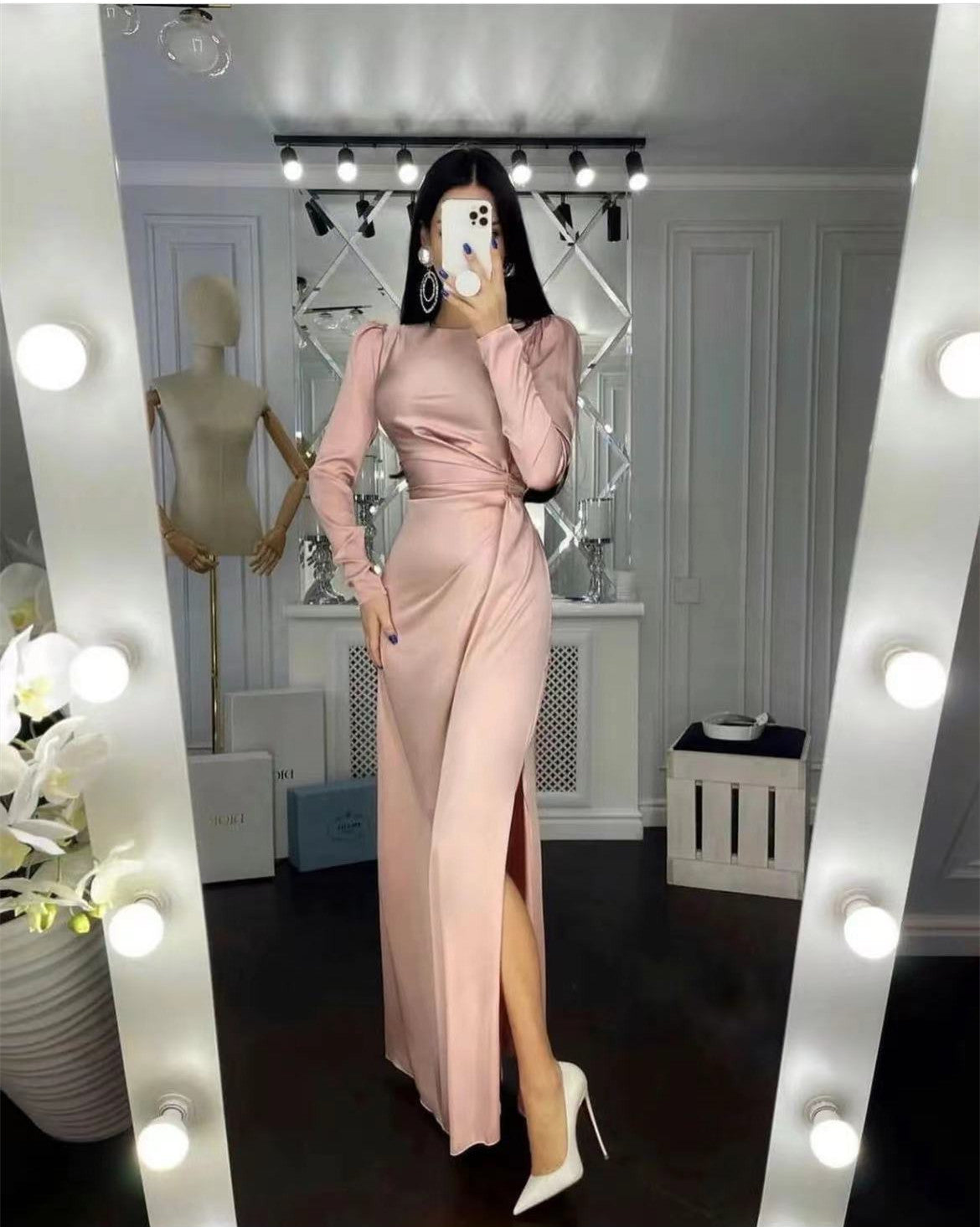 Waist Fitting Irregular Dress – Slim Elegant Party Dress