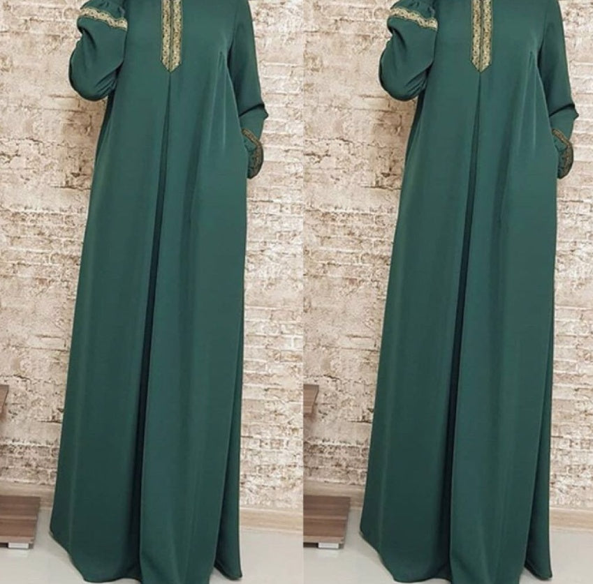 Plus Size Printed Abaya Jilbab – Modest Muslim Maxi Dress for Women