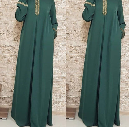 Plus Size Printed Abaya Jilbab – Modest Muslim Maxi Dress for Women