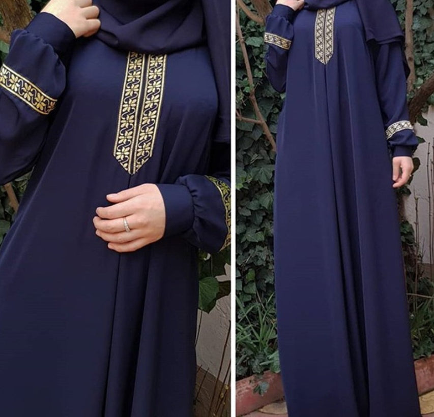 Plus Size Printed Abaya Jilbab – Modest Muslim Maxi Dress for Women