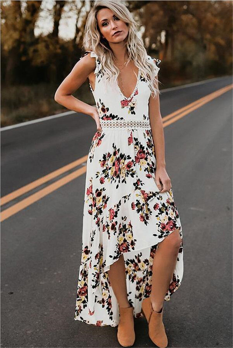 Sleeveless Printed Irregular Dress Women  Casual Summer Style