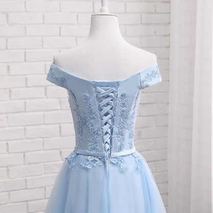 Women’s Long Blue One-Shoulder Evening Dress – Bridesmaid Formal Dress
