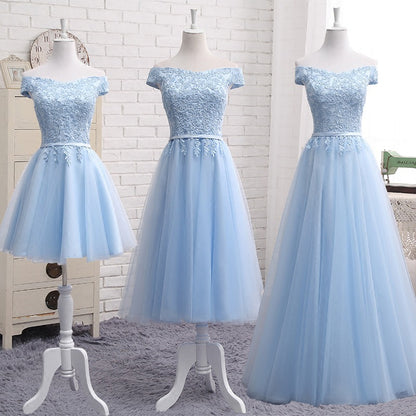 Women’s Long Blue One-Shoulder Evening Dress – Bridesmaid Formal Dress
