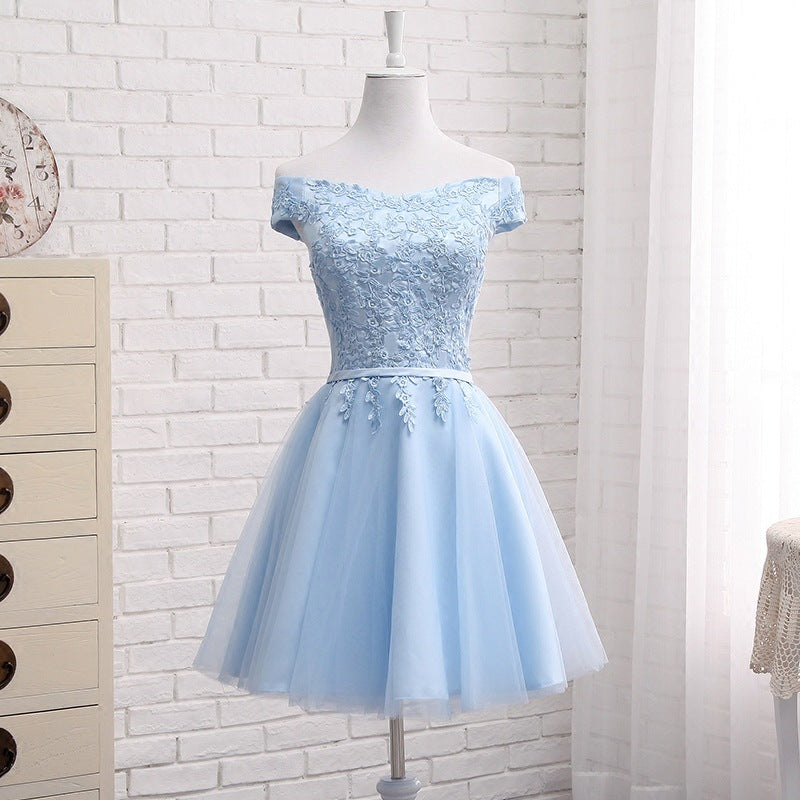 Women’s Long Blue One-Shoulder Evening Dress – Bridesmaid Formal Dress