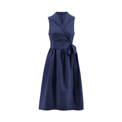 Sleeveless Belted Midi Dress – Women’s Summer Waist Tie Dress