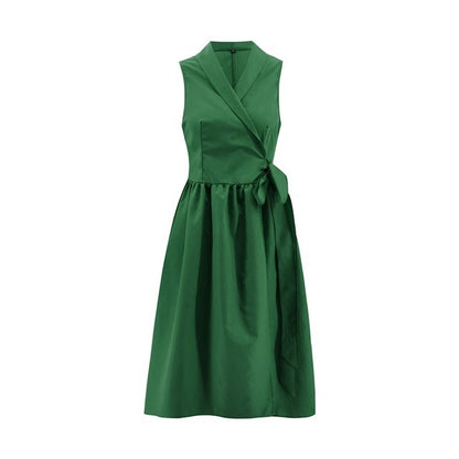 Sleeveless Belted Midi Dress – Women’s Summer Waist Tie Dress