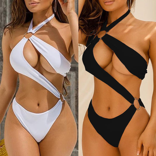 Women One Piece Cut Out Swimsuit – Metal Ring Strap Monokini