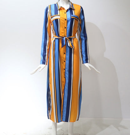 Women’s Stripe Chiffon Maxi Dress – Elegant Summer Long Dress