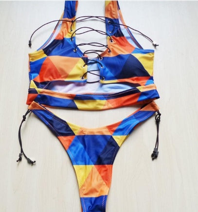 Women’s Pineapple Bikini | Lace-Up Thong Two-Piece Swimsuit