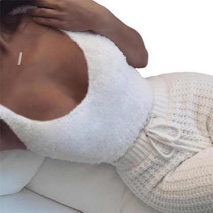 Women’s 3 Piece Pajama Set – Long Sleeve Crop Top & Shorts Lounge Set