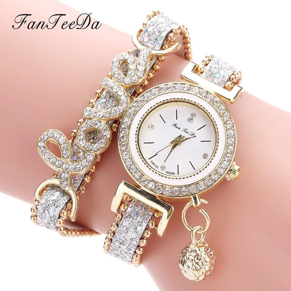 FanTeeDa Women’s Rhinestone Bracelet Watch – Fashion Quartz Wristwatch