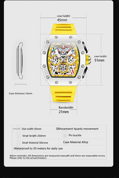 Multifunctional Waterproof Quartz Men’s Watch – Fashion Sports Wristwatch
