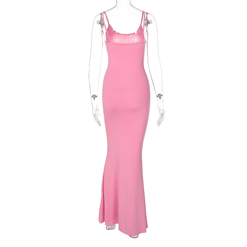 Women’s Spaghetti Strap Long Bodycon Dress | Slim Party & Club Dress