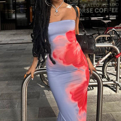 Women’s Slim Tube Dress – Long Summer Slit Beach & Party Dress