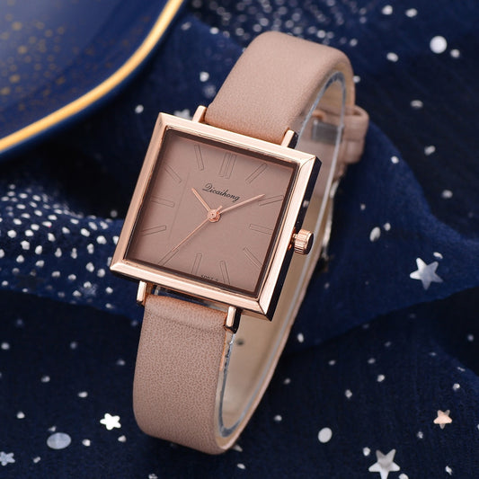 Square Women Bracelet Watch – Crystal Leather Quartz Wristwatch