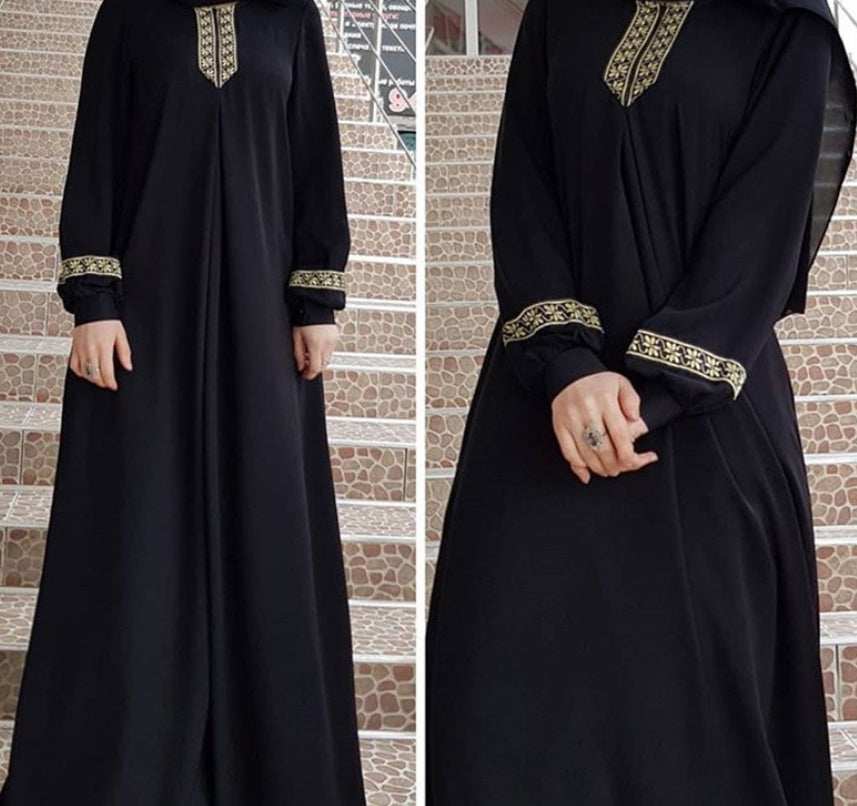 Plus Size Printed Abaya Jilbab – Modest Muslim Maxi Dress for Women