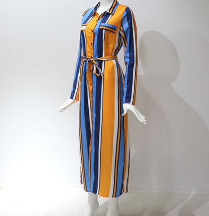 Women’s Stripe Chiffon Maxi Dress – Elegant Summer Long Dress