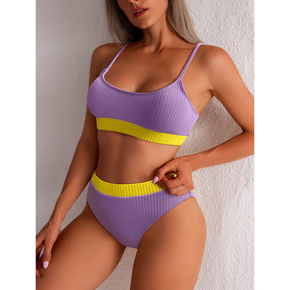 High Waist Bikini Set – Women Ribbed Push Up Swimsuit