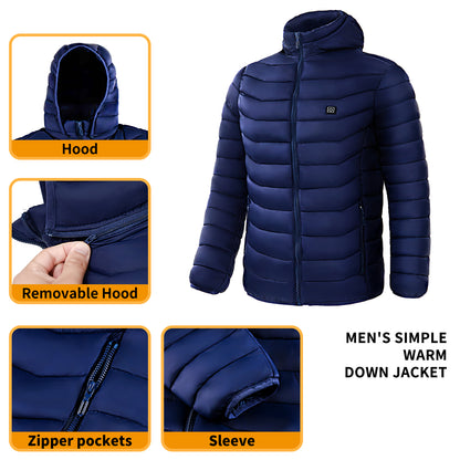 Men’s Heated Puffer Jacket – Electric 9 Zone Heating Winter Coat