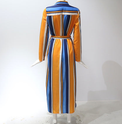 Women’s Stripe Chiffon Maxi Dress – Elegant Summer Long Dress