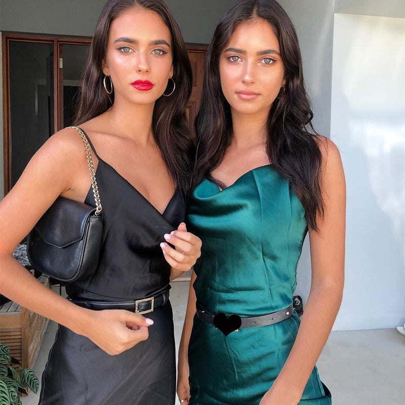 Satin Silk Ladies Midi Dress  Elegant Women’s Cocktail & Evening Dress