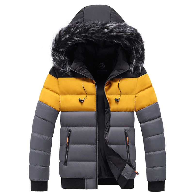 Men’s Splicing Down Jacket – Warm Winter Puffer Coat UK