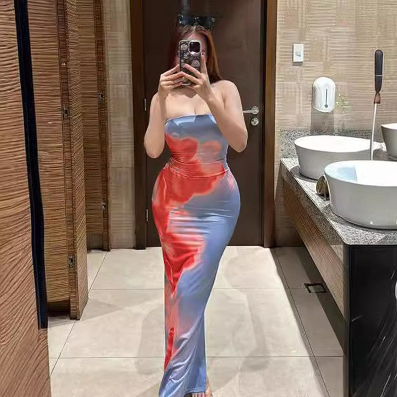 Women’s Slim Tube Dress – Long Summer Slit Beach & Party Dress