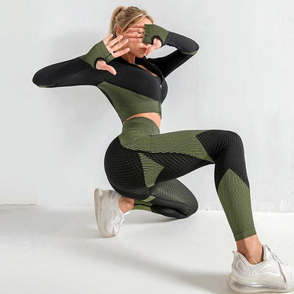 3-Piece Women’s Gym Set | Seamless Yoga Leggings & Sports Bra