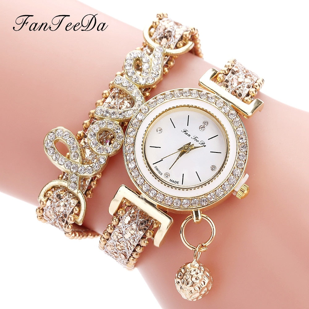 FanTeeDa Women’s Rhinestone Bracelet Watch – Fashion Quartz Wristwatch