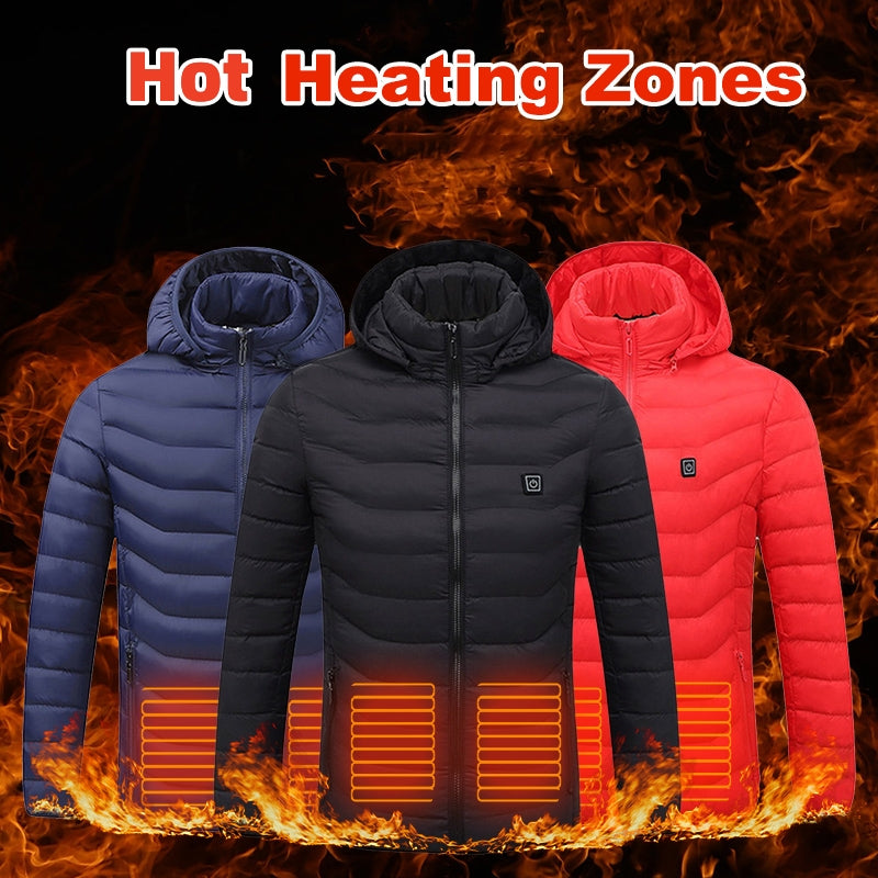 Men’s Heated Puffer Jacket – Electric 9 Zone Heating Winter Coat