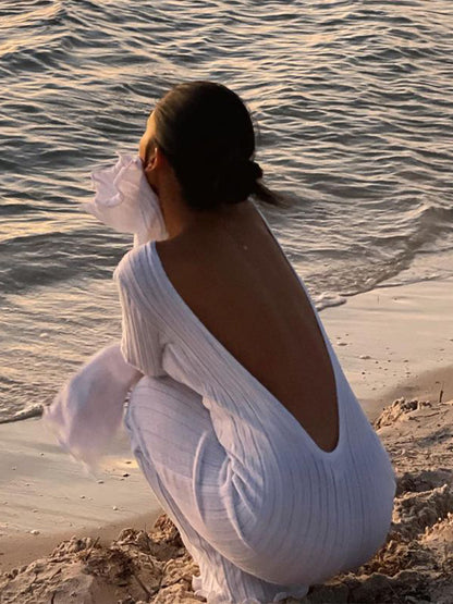 Women’s Slim Knit Maxi Dress – Elegant Party Long Dress