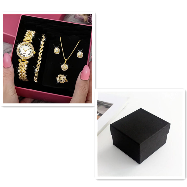 Full Diamond Luxury Bracelet Watch Set – Women’s Quartz Fashion Jewelry