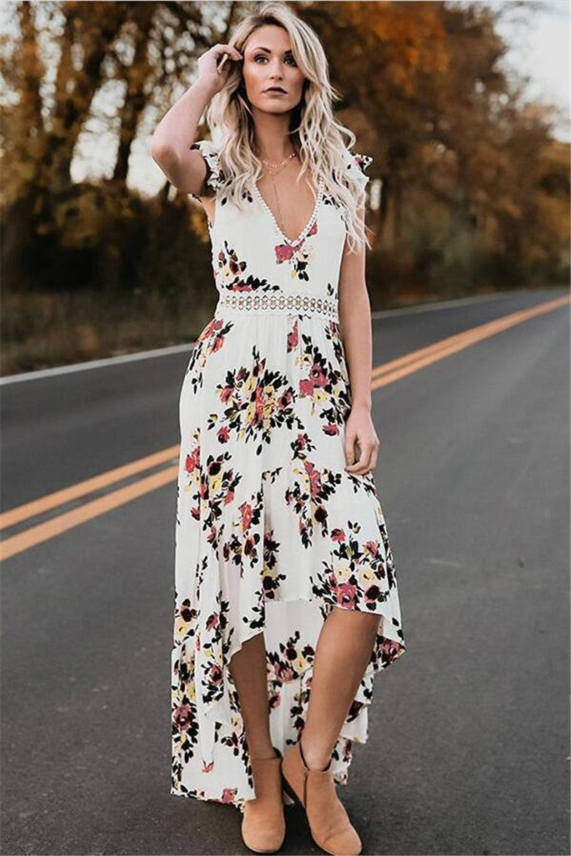 Sleeveless Printed Irregular Dress Women  Casual Summer Style