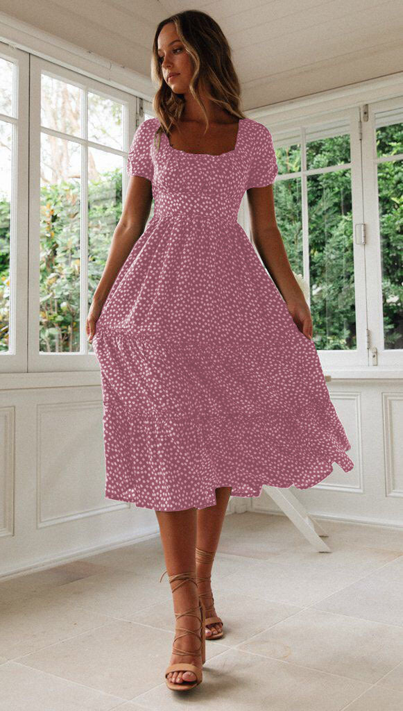 Women’s Square Collar Floral Maxi Dress
