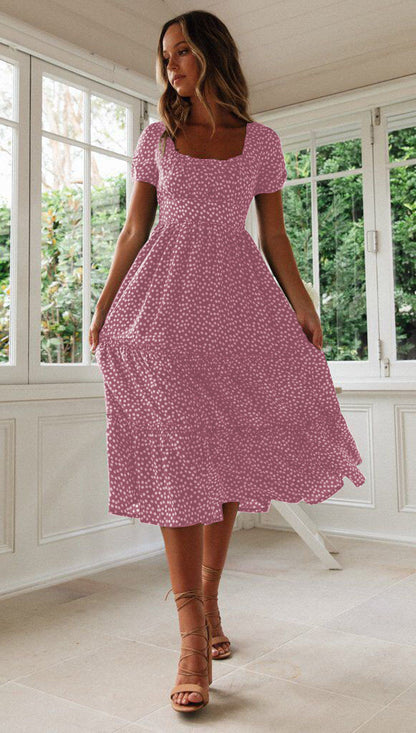Women’s Square Collar Floral Maxi Dress