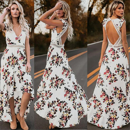 Sleeveless Printed Irregular Dress Women  Casual Summer Style
