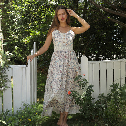 Women’s Sleeveless Suspender Floral Dress
