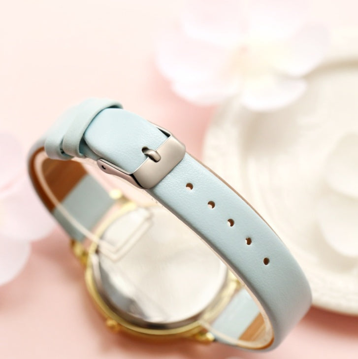 Rose Gold Women’s Leather Strap Watch – Love Heart Quartz Fashion Watch